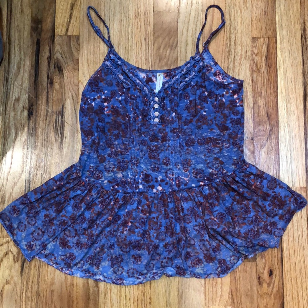 Free people purple peplum top with flowers
